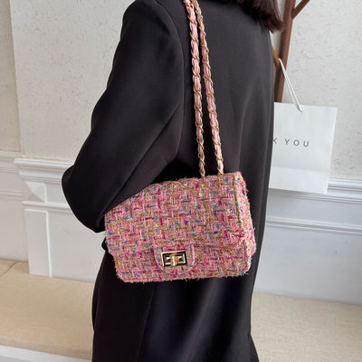 Seasonal Luxury Designer Inspired Chain Women's Crossbody Classic Flap Tweed Shoulder Bag
