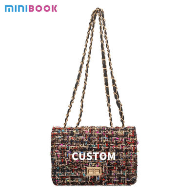 Seasonal Luxury Designer Inspired Chain Women's Crossbody Classic Flap Tweed Shoulder Bag