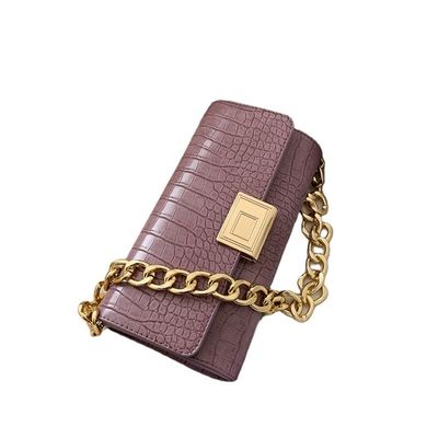 2020 Fashion Women's Underarm Bag Small Square Handbag with Chain and Crocodile Pattern