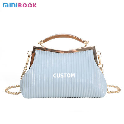 2023 Women's Shoulder Bag Simple Clip Handbag with Chain Strap and PU Leather Material