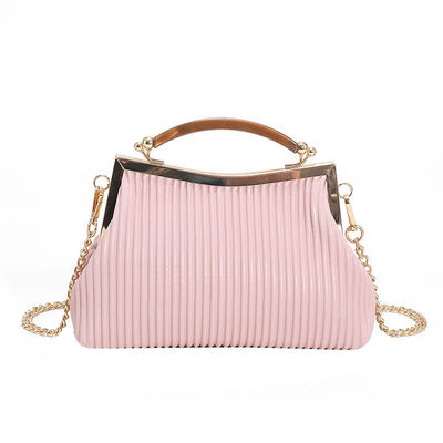2023 Women's Shoulder Bag Simple Clip Handbag with Chain Strap and PU Leather Material