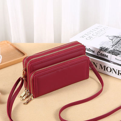 Fashion Long Wallet Double Layer Double Zipper Lady Shoulder Bag for All Seasons