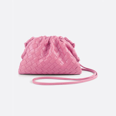 Hand Woven Cloud Bag Genuine Leather Fashionable Design All Seasons Decoration None