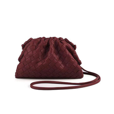 Hand Woven Cloud Bag Genuine Leather Fashionable Design All Seasons Decoration None
