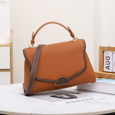 Polyester Lining Exquisite Square Bag Soft Leather Fashionable Handbag for Women