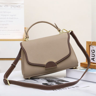 Polyester Lining Exquisite Square Bag Soft Leather Fashionable Handbag for Women