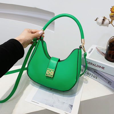 Lady Plain Handbag with Zipper Lining Fashion Shoulder Bags Underarm Long Strap Purse