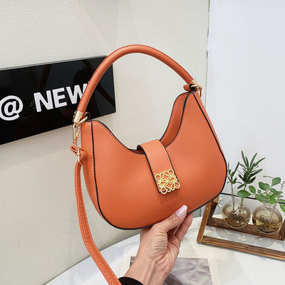 Lady Plain Handbag with Zipper Lining Fashion Shoulder Bags Underarm Long Strap Purse