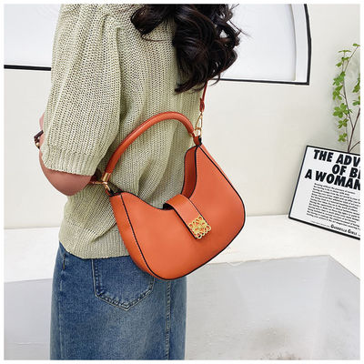 Lady Plain Handbag with Zipper Lining Fashion Shoulder Bags Underarm Long Strap Purse