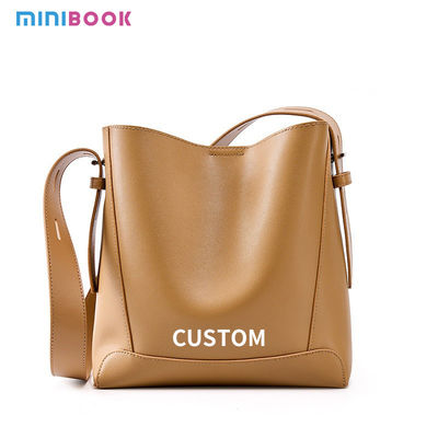 GENUINE LEATHER Women's Bucket Bag 2024 Designer Handbags with Single Handle Tote Bag