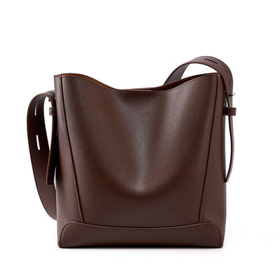 GENUINE LEATHER Women's Bucket Bag 2024 Designer Handbags with Single Handle Tote Bag