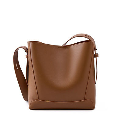 GENUINE LEATHER Women's Bucket Bag 2024 Designer Handbags with Single Handle Tote Bag