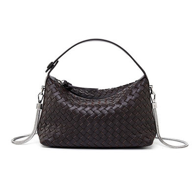 Other Pattern Type Genuine Leather Woven Purses For Ladies Chain Shoulder Messenger Bag