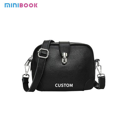 Fashion Casual Shoulder Crossbody Bag in Genuine Cow Leather Zipper Hasp Closure