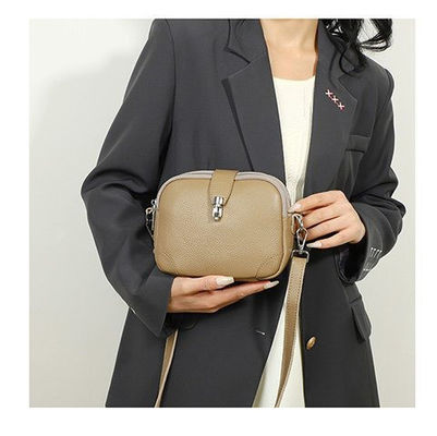 Fashion Casual Shoulder Crossbody Bag in Genuine Cow Leather Zipper Hasp Closure