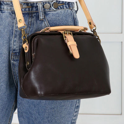Retro Genuine Leather Top Layer Vegetable Tanned Cowhide Sen Series Ins Crossbody Bag