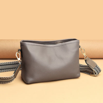 Single Strap Genuine Leather Women's Sling Shoulder Messenger Bags with Wide Shoulder