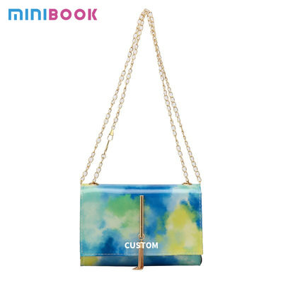 Women's Colorful Style Small Square Bag with Colorful Chains and Tassel Decoration