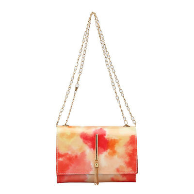 Women's Colorful Style Small Square Bag with Colorful Chains and Tassel Decoration
