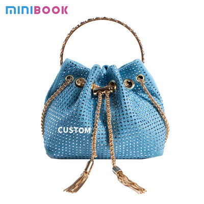 None Decoration Rhinestone Lady Evening Bag with Metal Handle and Cross-body Design