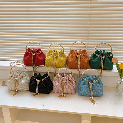 None Decoration Rhinestone Lady Evening Bag with Metal Handle and Cross-body Design