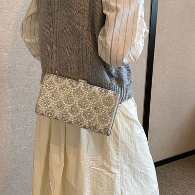 2023 Light Lady Pearl Chain Bags Lady Design Purses For Females Zipper Hasp Closure