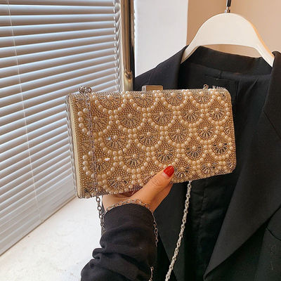 2023 Light Lady Pearl Chain Bags Lady Design Purses For Females Zipper Hasp Closure