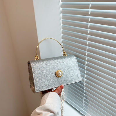 Small Square Bag with Fashion Chain Shoulder Strap 2024 Texture Metal Handbag