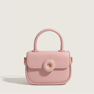 Adjustable Women's Leather Shoulder Bag with Button Closure and Crossbody Function