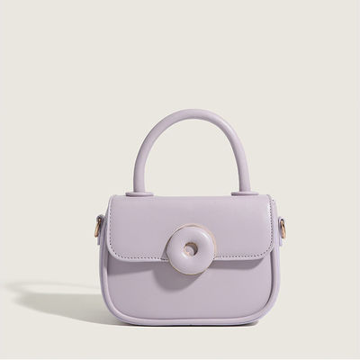 Adjustable Women's Leather Shoulder Bag with Button Closure and Crossbody Function