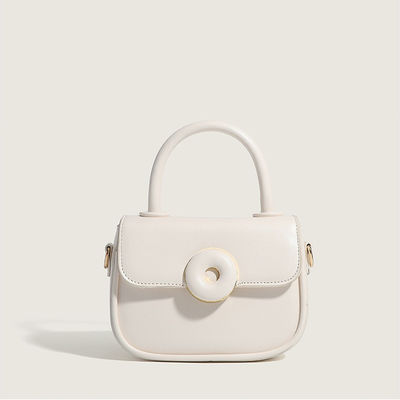 Adjustable Women's Leather Shoulder Bag with Button Closure and Crossbody Function