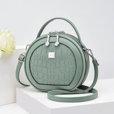 All Seasons Crocodile Pattern Fashion Round PU Leather Women's Designer Handbag with Lock