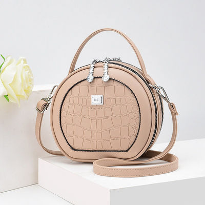All Seasons Crocodile Pattern Fashion Round PU Leather Women's Designer Handbag with Lock