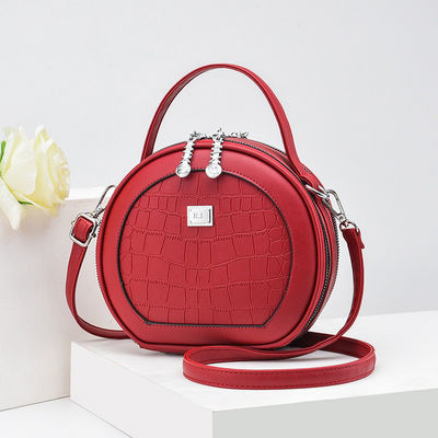 All Seasons Crocodile Pattern Fashion Round PU Leather Women's Designer Handbag with Lock
