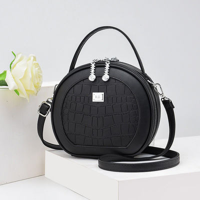 All Seasons Crocodile Pattern Fashion Round PU Leather Women's Designer Handbag with Lock