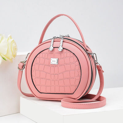 All Seasons Crocodile Pattern Fashion Round PU Leather Women's Designer Handbag with Lock
