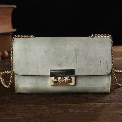 Custom Logo Retro Matt Wax Vegetable Tanned Cowhide Shoulder Crossbody Bag for Women