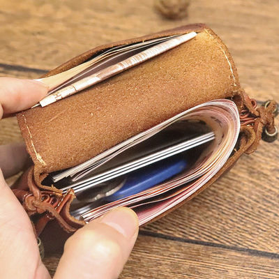 Portable Hand-rubbed Vegetable-tanned Leather Coin Purse for Women Retro Chinese-style
