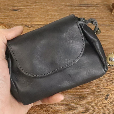 Portable Hand-rubbed Vegetable-tanned Leather Coin Purse for Women Retro Chinese-style