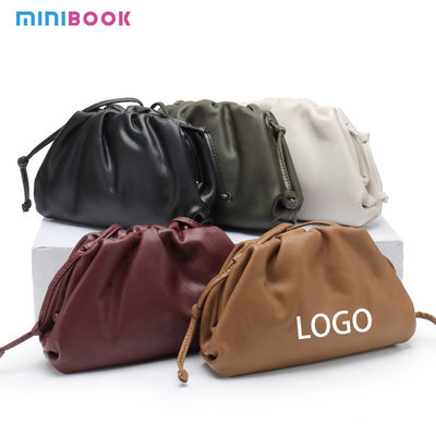 Portable Design Customizable Logo Women's Bag Genuine Leather Pleated Pattern Clutch