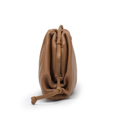 Portable Design Customizable Logo Women's Bag Genuine Leather Pleated Pattern Clutch
