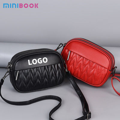Custom Logo Avaliable Soft Leather Texture Crossbody Bag for Women Double Layer Bag