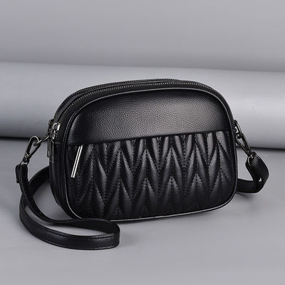 Custom Logo Avaliable Soft Leather Texture Crossbody Bag for Women Double Layer Bag