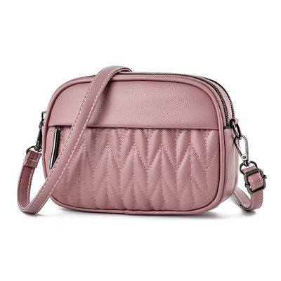 Custom Logo Avaliable Soft Leather Texture Crossbody Bag for Women Double Layer Bag