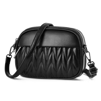 Custom Logo Avaliable Soft Leather Texture Crossbody Bag for Women Double Layer Bag
