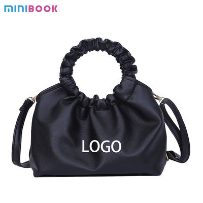 Women's Waterproof Mobile Phone Bucket Bag with Pleated Design and PU Leather