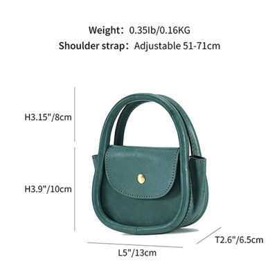 First Layer Cowhide Single Shoulder Street Fashion Lipstick Bag with Zipper Hasp Closure