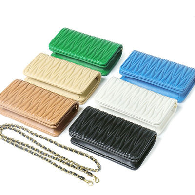 GENUINE LEATHER Sheepskin Pleated Chain Crossbody Bag Low MOQ Mix Models for Women