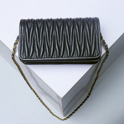 GENUINE LEATHER Sheepskin Pleated Chain Crossbody Bag Low MOQ Mix Models for Women