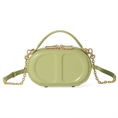 Small Cowhide Oval Box Bag for Women Versatile Genuine Leather Shoulder Crossbody Bag